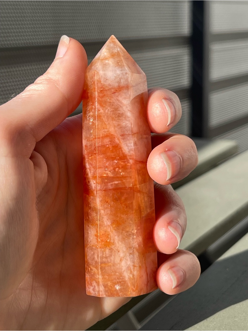 Fire Quartz Crystal Point Tower